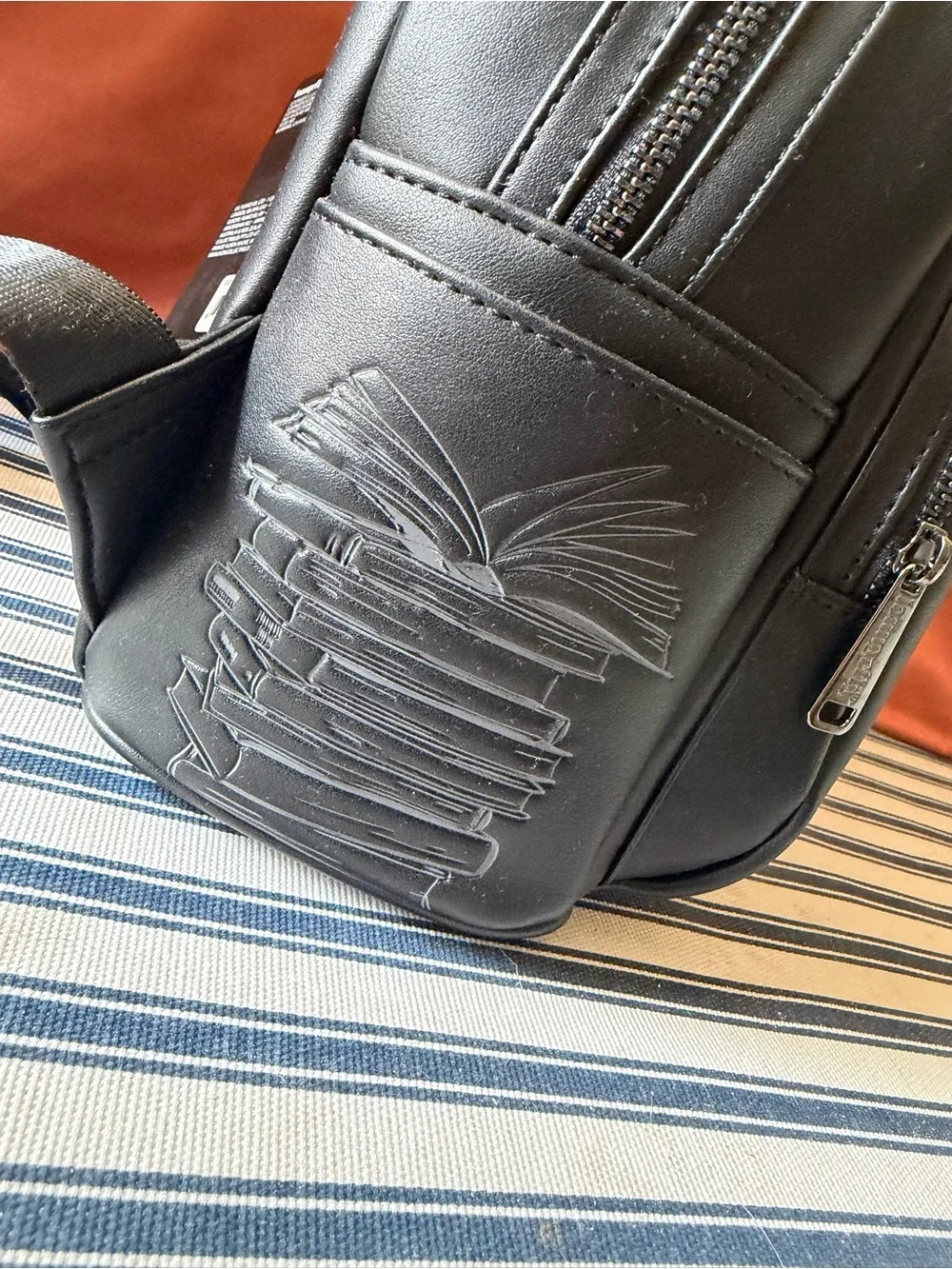 Loungefly Black Embossed 'Death by TBR’ Mini Backpack